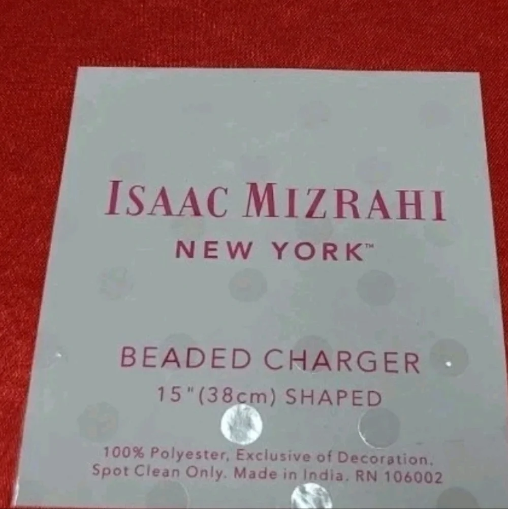 2pc Issac Mizrahi Valentines Day Hearts Shimmer Beaded Placemats Charger SET New